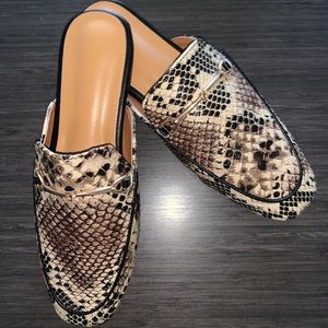 Faux Snakeskin Mules